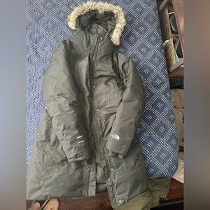 North Face Parka. Black with detachable hood.